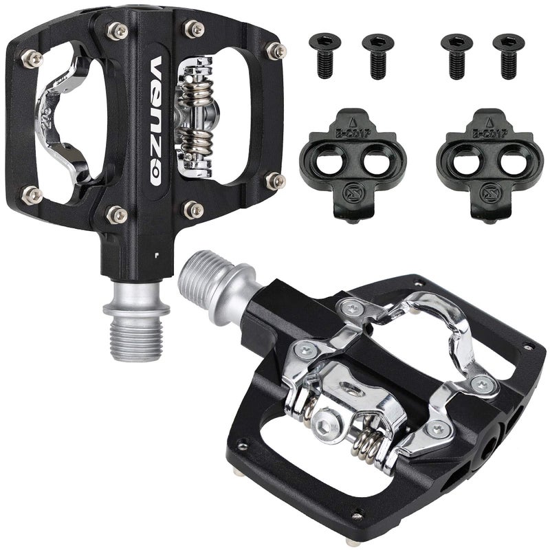 Venzo Multi-Use Compatible with Shimano SPD Mountain Bike Bicycle Sealed Clipless Pedals - Dual Platform Multi-Purpose - Great for Touring, Road, Trekking Bikes - Size: 85 x 80 mm = 3.3 x 3.1 inch - Image 2